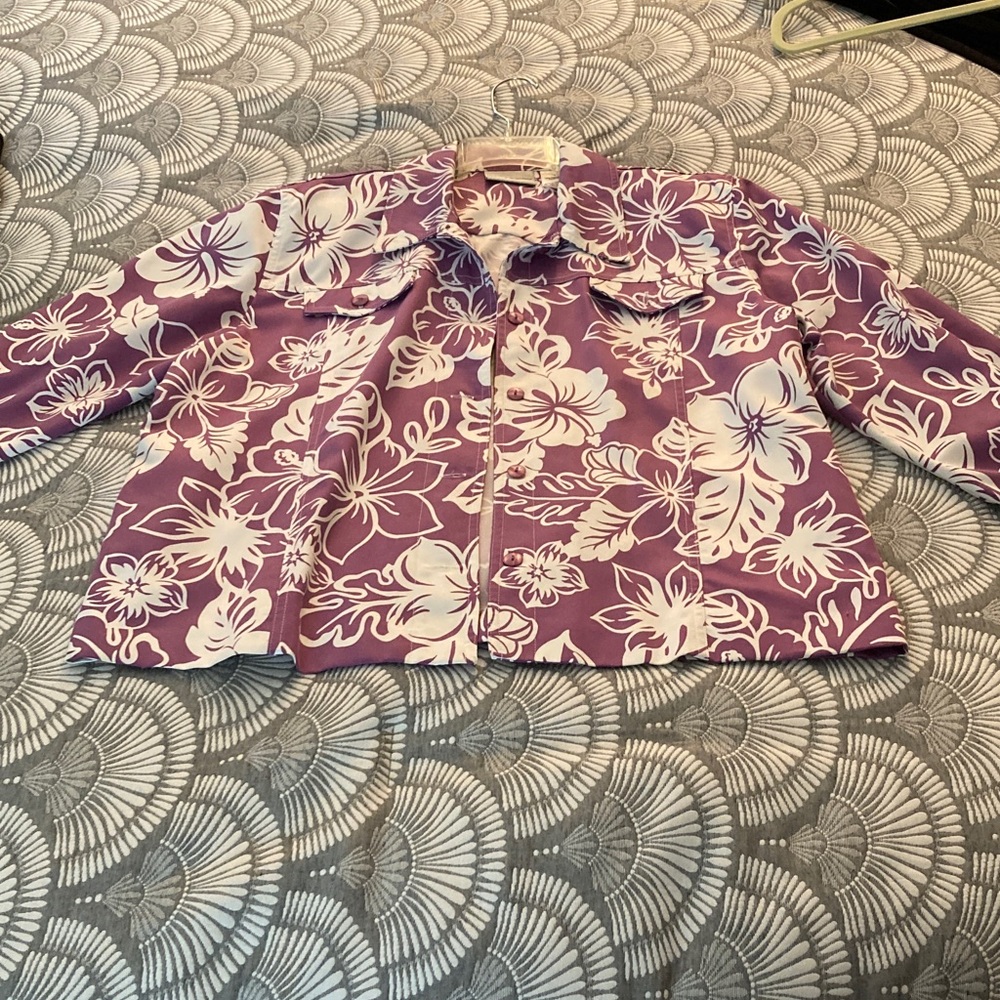 Alfred Dunner Lavender and White Floral Jacket